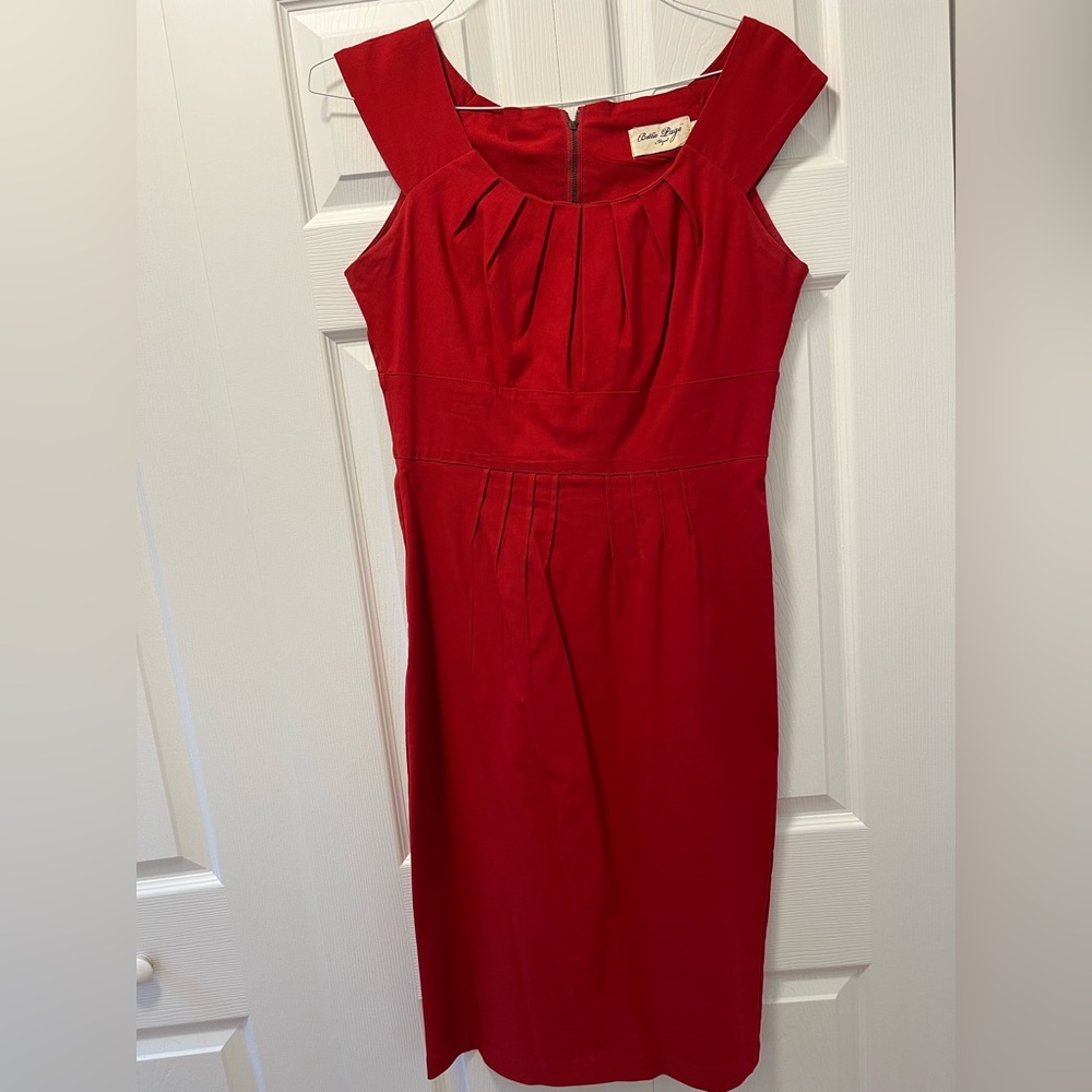Bettie Page by Tatyana Red Pin Up Fitted Pencil Dress Retro Size Extra Large XL